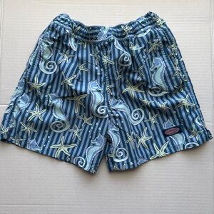 Vineyard Vines Boys Chappy Swim Trunks Size 5 Seahorse Starfish Patterned Blue